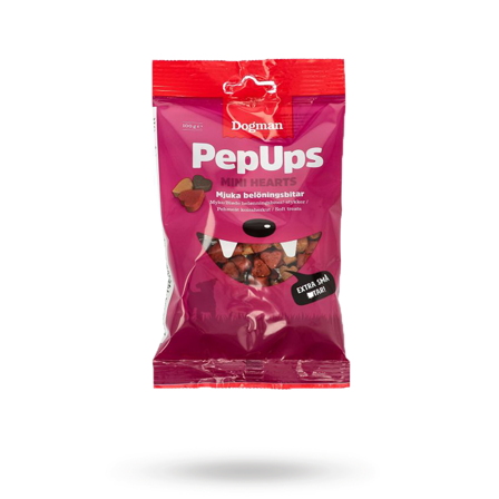 Dogman PepUps Mini Hearts 100g - Matskål, hundgodis & tuggisar