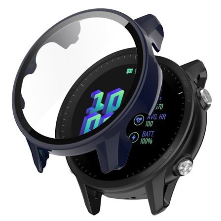 Garmin Forerunner 955 suojakuori karkaistulla lasilla - Muste Sininen