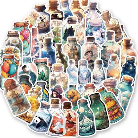 50 st Nyhet Drifting Flaskmålning Magic Wonderland Phone Laptop Stickers