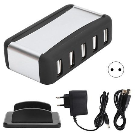 USB 7-port Hub HighSpeed Extender med strømforsyning til stationære computere bærbare computere