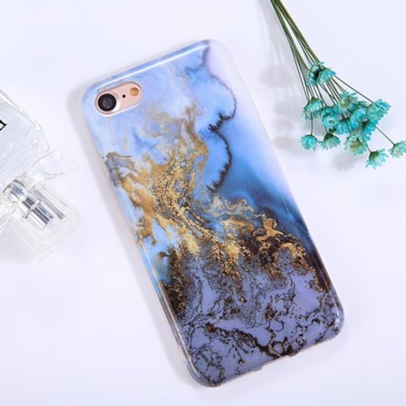 iPhone 7/8 - Marmor Skal / Mobilskal (Blå/Gul/Vit)
