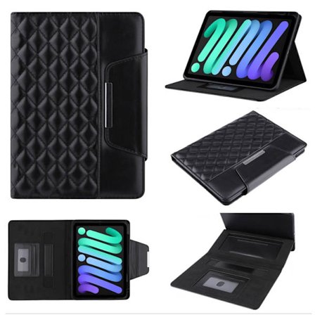 iPad mini 6 / mini 2024 Skal med Diamantmönster och Hårdvarubälte – Smart Läderfodral