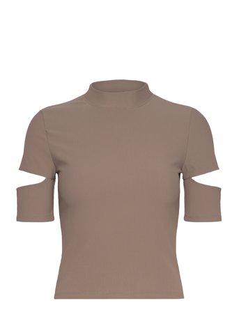 Ribbed Performance Cut-Out Top Brown Aim ́n