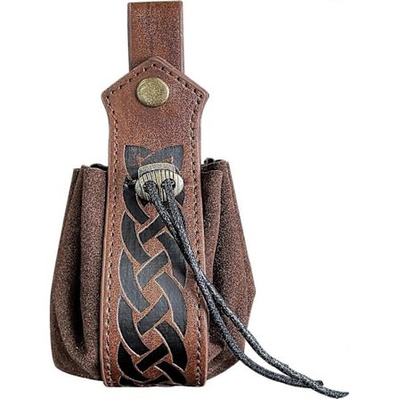 Midjeväska Medeltida Konstläder Dragsko Bältesväska Renässansmarknad Kostymtillbehör LARP Vintage Viking Bältesväska (A)