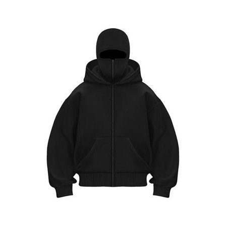 Tyk herre sweatshirt med dobbelt hætte Barak, dobbelt hætte og dobbelt krave sort