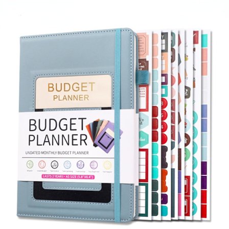 Budgetplaner & Utgiftsspårare Anteckningsbok - 12 Månaders Odaterad Ekonomisk Organiserare med Fickor, Blågrön