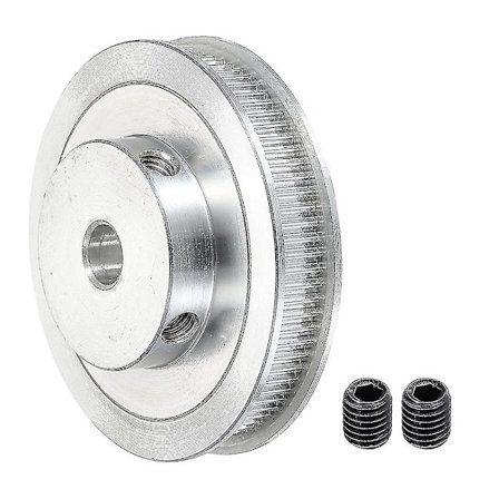 80 tænder 12mm boring timing remskive, aluminium synkronhjul sølv med skrue til 3d printerbælte