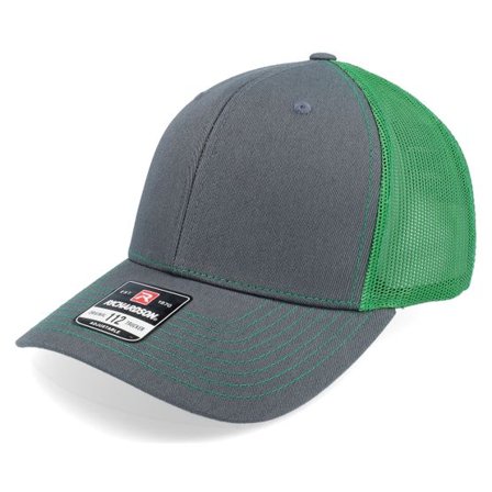 Richardson - Grå trucker Keps - 112 Split Charcoal/Kelly Trucker @ Hatstore
