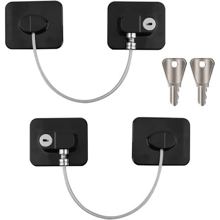 Svart 2 stk. barnesikkerhetslås for vinduer, PVC vindusgap uten boring, sterk A