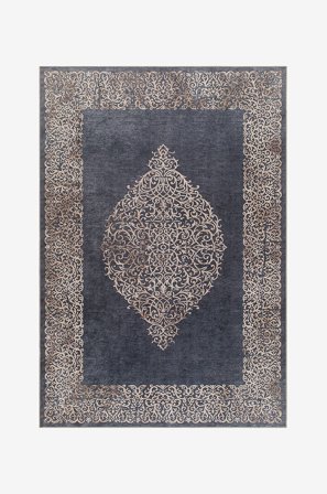 KM Home - Arella - Svart - Glattvevde tepper - 200X290 - Fra Homeroom