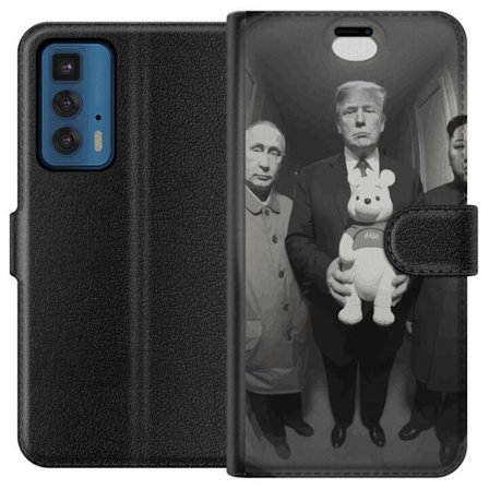 Yhteensopiva Lompakkokotelo Motorola Motorola Edge 20 Pro Mustavalkoinen taideteos surrealistisella poliittisella symboliikalla ja odottamattomalla ko