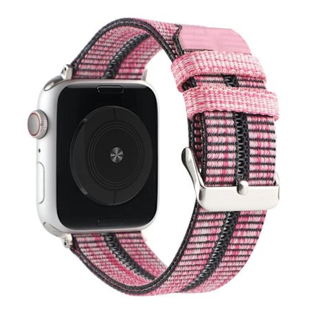 Apple Watch (45 mm) klockarmband i nylon med randig färg - Rosa