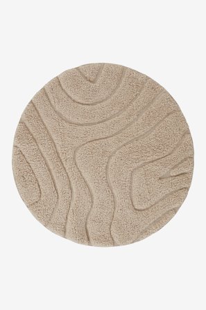 Jotex - Rund Badematte ø 80 Cm Bomull Beige STRANDÄNGEN - Kjøp Baderomsmatter hos Jotex