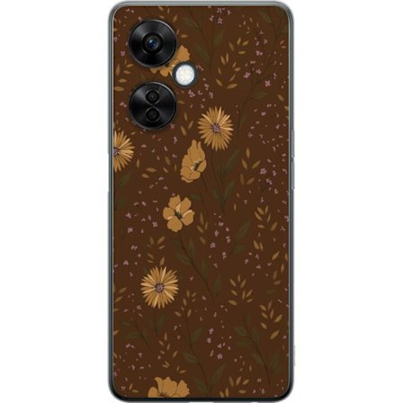 Kompatibelt Mobilskal till OnePlus OnePlus Nord CE 3 Lite Bruna blommor retro blommönster blommig design 70-tals vintagestil mönster bohemisk tapeti