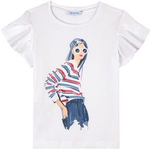 Mayoral White Girl Print T-Shirt - Tops - 14 years - White - Mädchen