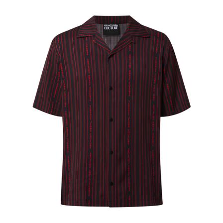 Versace Jeans Couture, Printed short sleeves shirt Zwart, Heren, Maat:M,Viscose