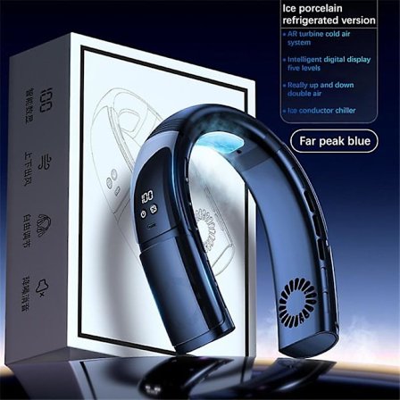 Xiaomi bærbar nakke vifte bladløs kjølevifte 3 hastigheter USB oppladbar hengende nakke vifte for camping utendørs sport halskjede vifter(3600mAh blå)