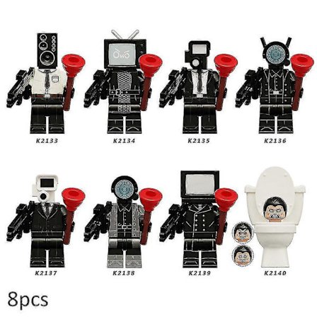 8-pack Skibidi Toalett Spel Byggklossar Leksaker TV-personer Speakerman Monitor Cameraman Figurer Dockor Dekoration