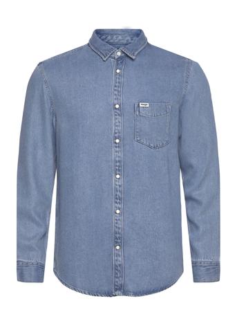 Ls 1 Pkt Shirt Tops Shirts Denim Shirts Blue Wrangler