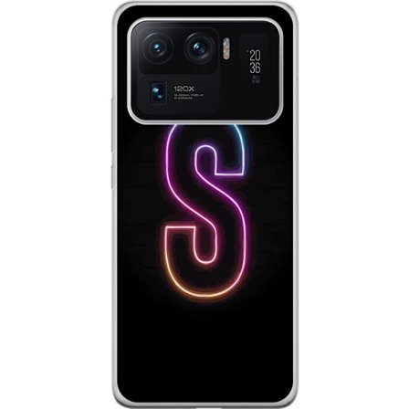 Kompatibelt Mobildeksel til Xiaomi Xiaomi Mi 11 Ultra Neonbokstav S i lysende rosa og blå toner mot mørk bakgrunn, stilig bokstavkunst med retrofutu