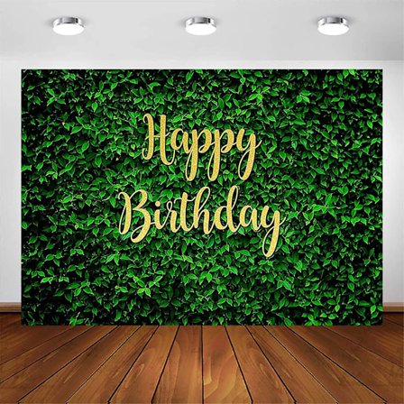 Grønne Blade Happy Birthday Baggrund til Jungle Safari Fest Dekorationer Fotografi Baggrund Natur Grøn Rustik Græs Blade Fødselsdagsfest Fotos