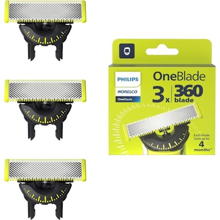 3-pack Terät 360 Terää Yhteensopiva Philips Oneblade -vaihtoterien kanssa One Blade Pro -terät 360° pyörityksellä