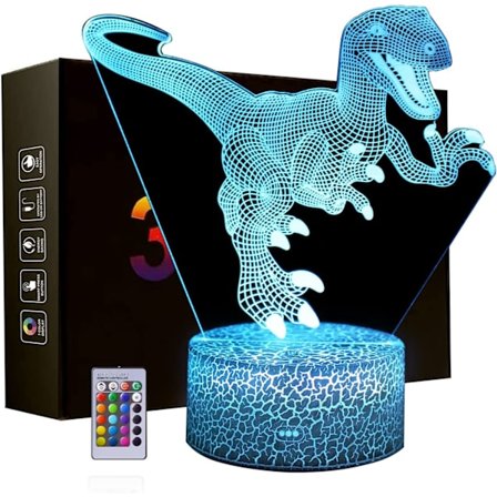 Dinosaurie nattlampor, 3D T-Rex Illusion Light 16 färger Chan