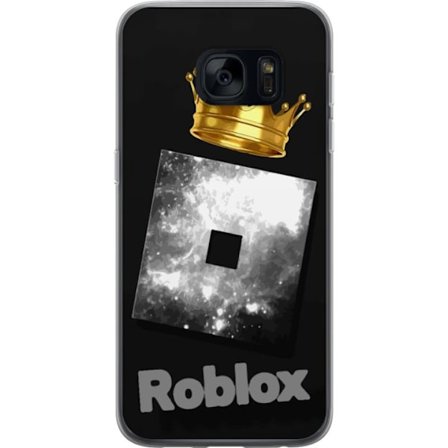 Kompatibelt Mobildeksel til Samsung Samsung Galaxy S7 Minimalistisk svart og sølvfarget Roblox-symbol med gylden krone og luksuriøs gamer-estetikk p