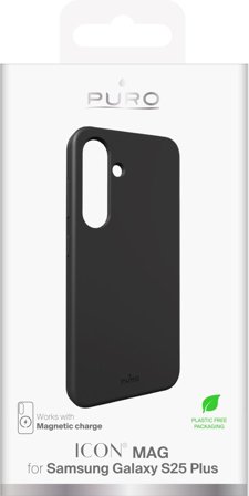 PURO Samsung Galaxy S25+ silicone cover ICON MAG, magnets, black