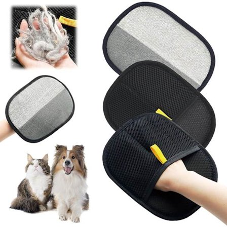 3 stk. kæledyrshårfjerningshandsker, dobbeltsidet statisk fjernelse katte- og hundeplejehandsker, genanvendelige fældningsvaskehandsker til 