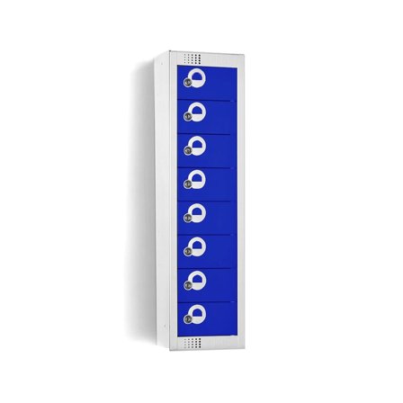 Personal effects locker, 8 door, 920x250x160 mm, dark blue