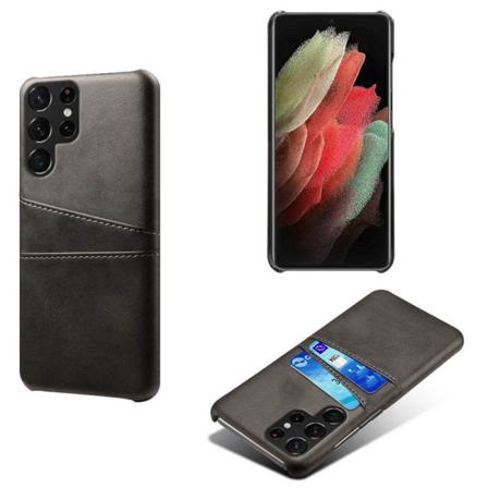Retro Skal Med Kortplatser Samsung Galaxy S22 Ultra Mörk Grå