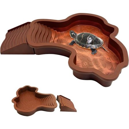 Kilpikonnalampi juoma-allas rampilla, kilpikonnan juoma-astia, 35x28,5x4,3cm, kilpikonnaterraario