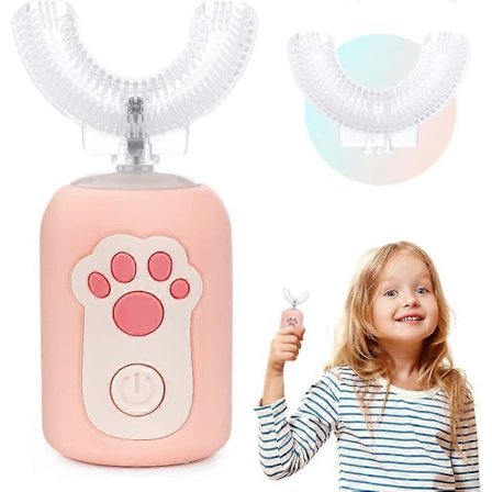 Elektrisk tandbørste til børn, 360 graders rengøringstandbørste, U-formet tandbørste til børn, 2 rengøringstilstande, elektrisk tandbørste egnet til 