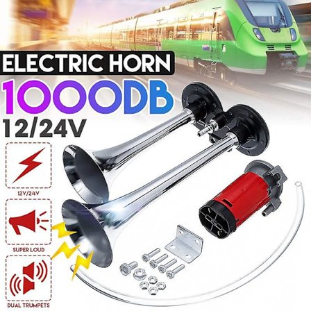 1000db Bilhorn Super Høj Dobbelt Trompet Lufthorn Kompressor 12v/24V Til Bil Lastbil Båd Tog Horn Tuden Til Auto Horn