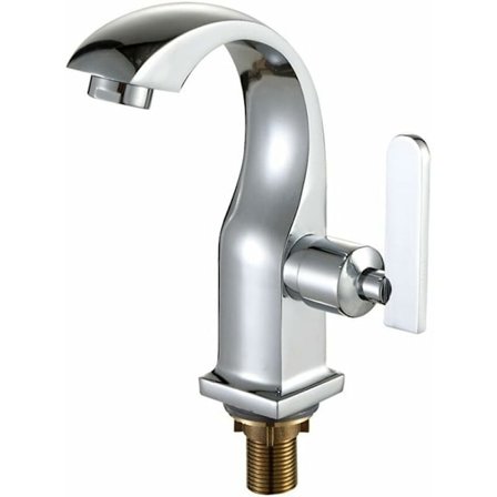 Enkelgrepp Badrumsvaskblandare Zinklegering Krompläterad Blandare Enkelt Vaskblandare Kallt Vatten Handfatblandare