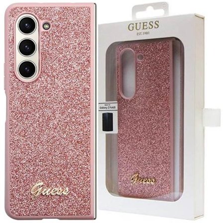 Guess Glitter Script-deksel til Samsung Galaxy Z Fold 5 - Rosa
