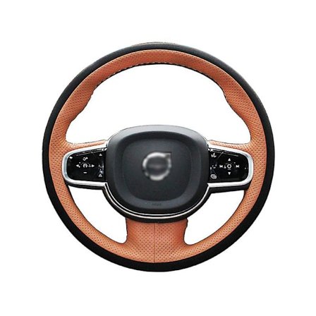 Volvo-ohjauspyörän suojus S90 Xc60 Xc90 V90 V60 S60 - Ohjauspyörän suojus Käsin ommeltu kahvan suojus Koristeelliset sisäosat Ruskea
