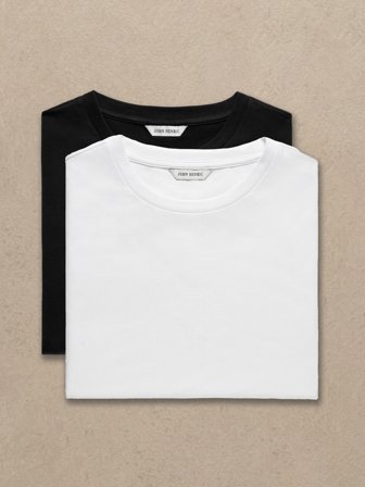 John Henric Men's 2er-Pack Weiß & Schwarz Slim Fit Lightweight T-Shirt Size