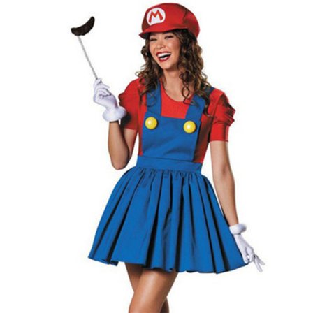 Super Mario cosplaydragt til kvinder, karakterdragt, rød M rød