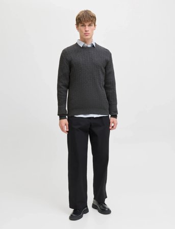 Jack & Jones Jjeemil Knit Cable Crew Neck Noos - Grey - L