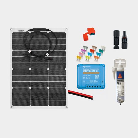 Solární sada pro pevnou instalaci Juni Solar Junction Box, 60 W, monokrystalický, flexibilní, 12 V, 580 x 540 x 3 mm, s MPPT regulátorem (10 amp) + 