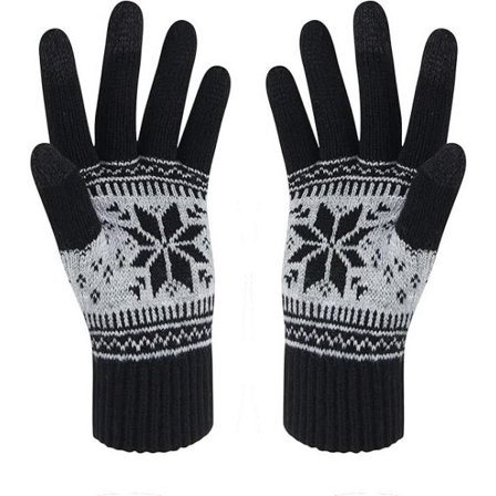 Vinter TouchScreen-handsker til kvinder og mænd Strikkede Termiske Bløde Uldforede Dame Sne Print Hold Varme Handsker