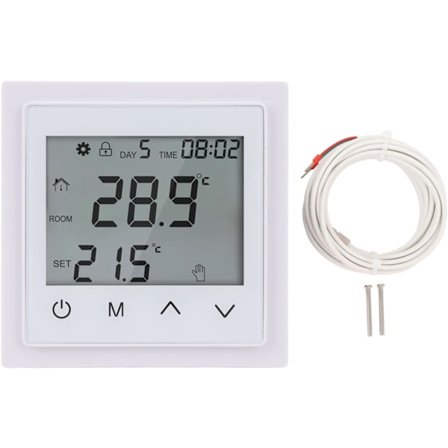 Hemvärmesystem Termostat LED Pekskärm Termostat Golvvärme Temperaturregulator Smart Electric Golvvärme Termostat AC85V‐250 V 16A (vit)