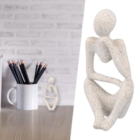 Resin Tenker Statue Abstrakt Tenker Figur Tenker Stil Dekorasjon for Stue Kontor Bokhylle Sandstein Venstre