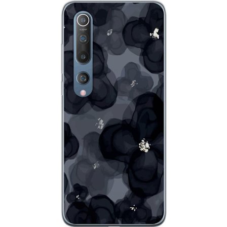 Kompatibelt Mobilskal till Xiaomi Xiaomi Mi 10 5G Abstrakt mörkt blommönster i svartgrå toner med elegant och dramatisk känsla