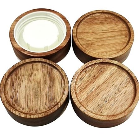 Trälock till glasburkar - 4 lock till glasburkar med bred öppning (trä) - Topplock till glasburkar, förvaring, set