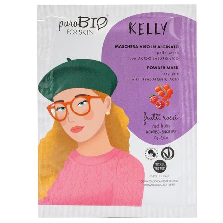 puroBIO Viso KELLY Maschera Peel Off - Pelle Secca - FRUTTI ROSSI 13gr - Maschera Idratante
