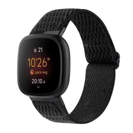 Vävd nylonrem för Fitbit Versa 3/Sense - Armband Svart