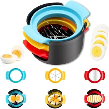 Munaleikkuri, Lahja 3 in 1 Ruostumattomasta teräksestä valmistettu munanleikkuri, Sopii keitettyjen munien, mansikoiden leikkaamiseen,